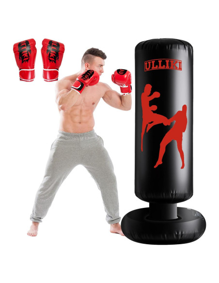 Saco de Boxeo ULLIKI 165 cm con Guantes para Adultos y Niños Saco de Boxeo ULLIKI 165 cm con Guantes para Adultos y Niños