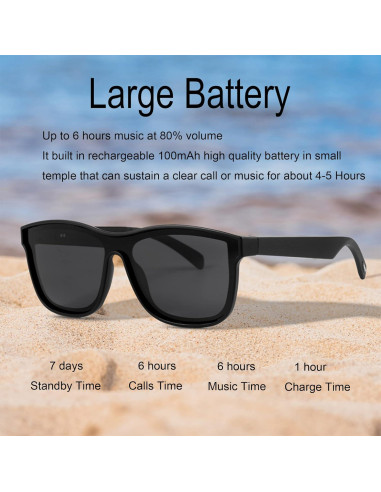 Gafas Inteligentes Meagtlva Bluetooth Lentes Negros 32g