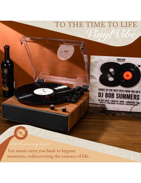 Reproductor de Vinilo VinylVibe 3 Velocidades Bluetooth Reproductor de Vinilo VinylVibe 3 Velocidades Bluetooth