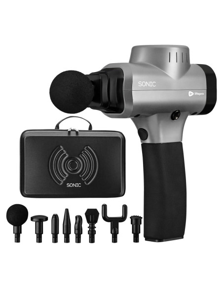 Pistola de Masaje LifePro con 8 Cabezas y 5 Velocidades Pistola de Masaje LifePro con 8 Cabezas y 5 Velocidades