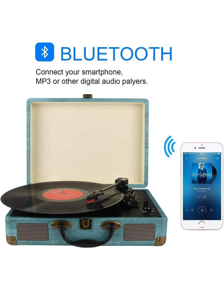 Reproductor de Vinilo Rybozen Verde 3 Velocidades Bluetooth Reproductor de Vinilo Rybozen Verde 3 Velocidades Bluetooth