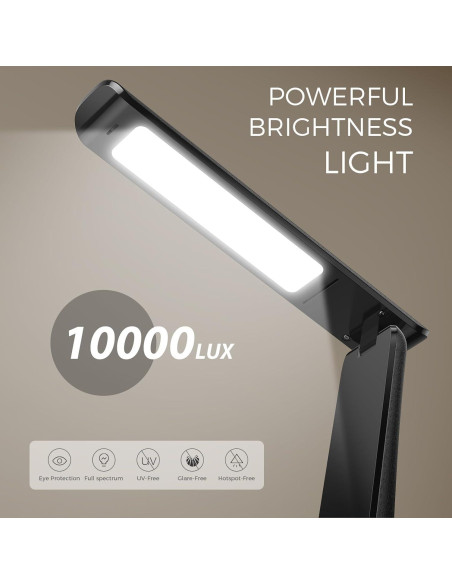 Lámpara de Terapia de Luz COTLIKE 10000 LUX LED Negra Lámpara de Terapia de Luz COTLIKE 10000 LUX LED Negra