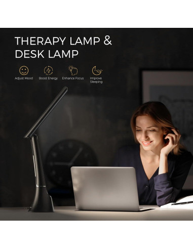 Lámpara de Terapia de Luz COTLIKE 10000 LUX LED Negra