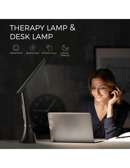 Lámpara de Terapia de Luz COTLIKE 10000 LUX LED Negra Lámpara de Terapia de Luz COTLIKE 10000 LUX LED Negra