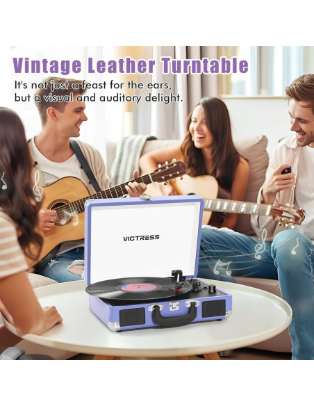 Reproductor de Vinilo VICTRESS TE-001F-PE Bluetooth 3 Velocidades Reproductor de Vinilo VICTRESS TE-001F-PE Bluetooth 3 Velocidades