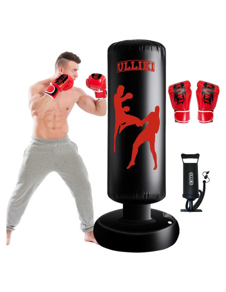 Saco de Boxeo ULLIKI 170 cm con Guantes y Bomba Manual Saco de Boxeo ULLIKI 170 cm con Guantes y Bomba Manual