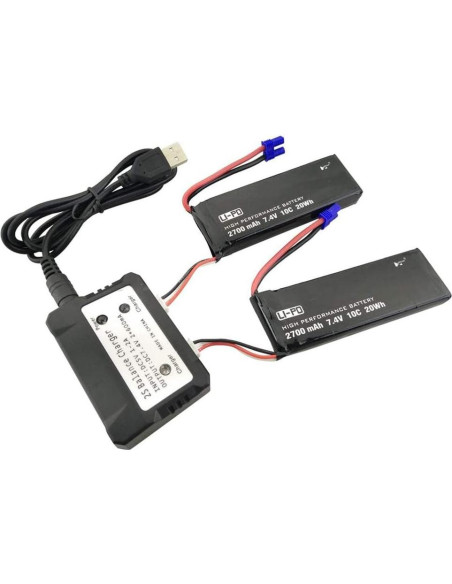 2 Baterías 7.4V 2700mAh Litio + Cargador 2 en 1 Hubsan 2 Baterías 7.4V 2700mAh Litio + Cargador 2 en 1 Hubsan