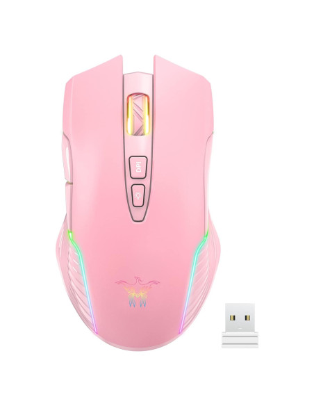 Ratón Gaming Inalámbrico SIMGAL Rosa RGB Recargable Ratón Gaming Inalámbrico SIMGAL Rosa RGB Recargable