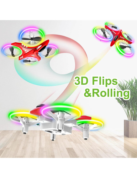 Dron Dwi Dowellin D6 Rojo para Niños con Luces LED Dron Dwi Dowellin D6 Rojo para Niños con Luces LED