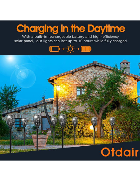 Luces Solares LED Otdair 6 Paquetes 115 cm Antorchas Tiki Luces Solares LED Otdair 6 Paquetes 115 cm Antorchas Tiki