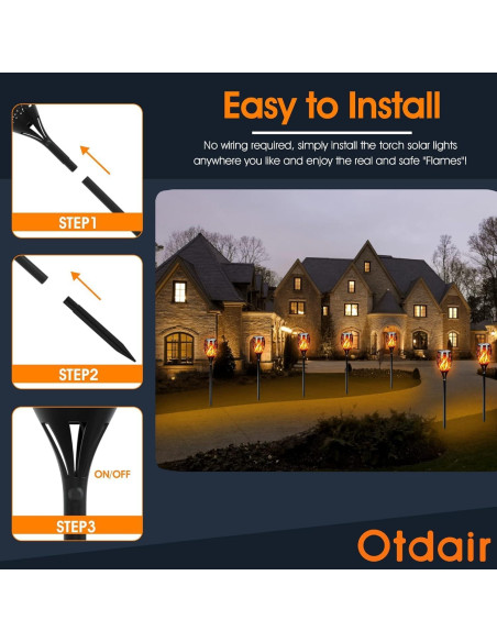 Luces Solares LED Otdair 6 Paquetes 115 cm Antorchas Tiki Luces Solares LED Otdair 6 Paquetes 115 cm Antorchas Tiki