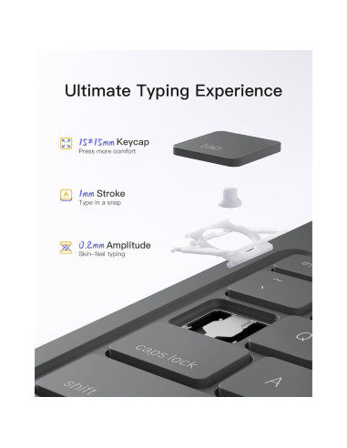 Inateck Teclado Ultraligero para iPad 10/11 Gen Gris