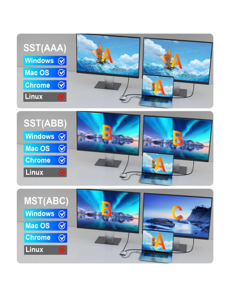 Adaptador USB C a Doble HDMI SWITCHFLUX 4K 60Hz Mac/Windows Adaptador USB C a Doble HDMI SWITCHFLUX 4K 60Hz Mac/Windows
