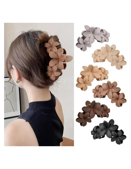 Pinzas de Pelo Gift4U con Flor Hawaiana - Juego de 6 Neutras Pinzas de Pelo Gift4U con Flor Hawaiana - Juego de 6 Neutras