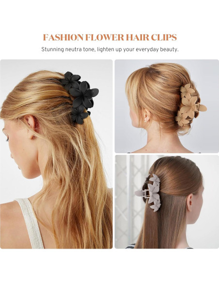 Pinzas de Pelo Gift4U con Flor Hawaiana - Juego de 6 Neutras Pinzas de Pelo Gift4U con Flor Hawaiana - Juego de 6 Neutras