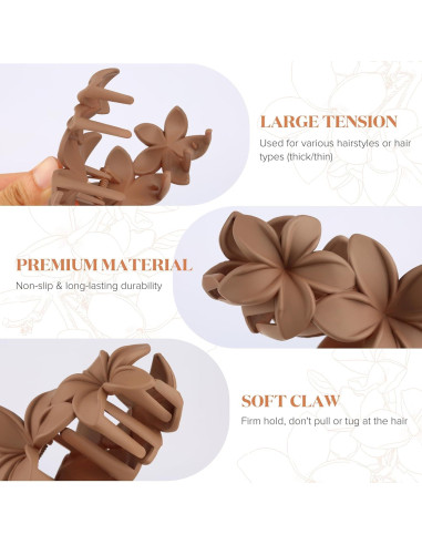 Pinzas de Pelo Gift4U con Flor Hawaiana - Juego de 6 Neutras