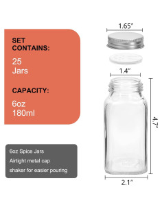 Tarros de Especias de Vidrio Keketin 180 ml - 25 Piezas con Etiquetas 2