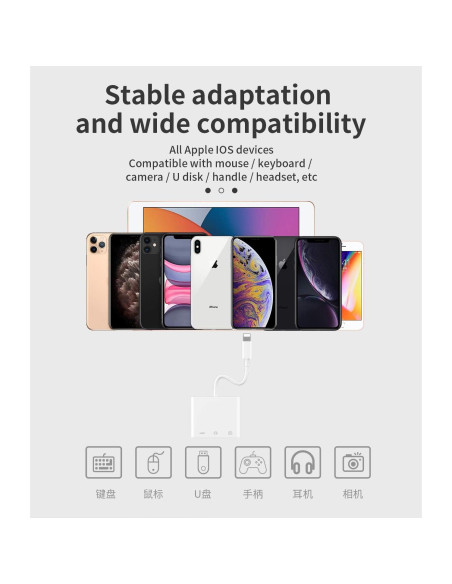 Adaptador de Auriculares Apple Lightning a 3.5mm y USB OTG Adaptador de Auriculares Apple Lightning a 3.5mm y USB OTG