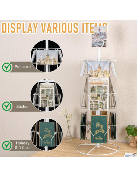 Soporte Giratorio para Tarjetas ANBOXIT 3 Niveles Metal Blanco Soporte Giratorio para Tarjetas ANBOXIT 3 Niveles Metal Blanco