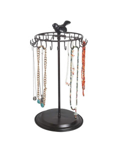 Soporte Giratorio para Collares Owlgift Negro 24 Ganchos