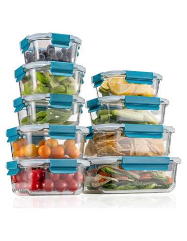 Contenedores de Almacenamiento de Alimentos Genicook 9 Piezas Vidrio