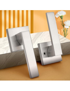 Juego de manijas Probrico sin llave 6 paquetes níquel cepillado 2