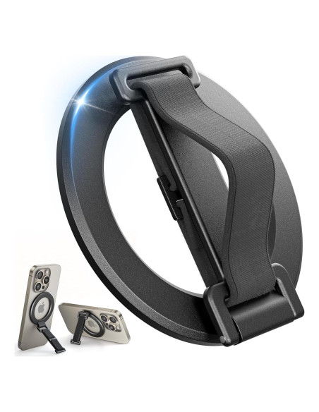Soporte MagSafe SUPERONE con Correa para Dedo Negro Soporte MagSafe SUPERONE con Correa para Dedo Negro