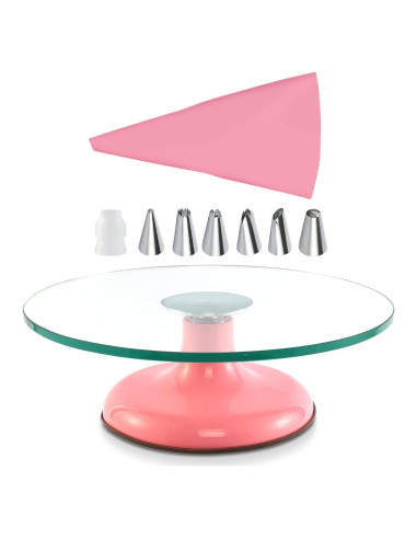 Soporte Giratorio de Pastel Distlety 30 cm Rosa Decoración