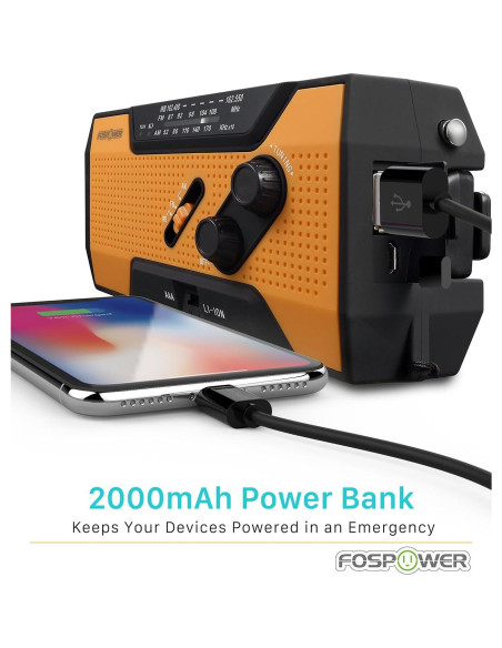 Radio Meteorológica FosPower A1 NOAA/AM/FM con Banco de Poder Radio Meteorológica FosPower A1 NOAA/AM/FM con Banco de Poder