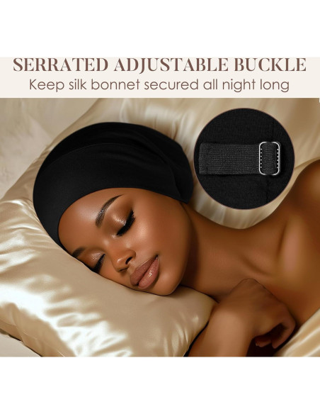 Gorro de Seda LULUSILK Unisex Negro para Dormir y Proteger Cabello Gorro de Seda LULUSILK Unisex Negro para Dormir y Proteger Cabello