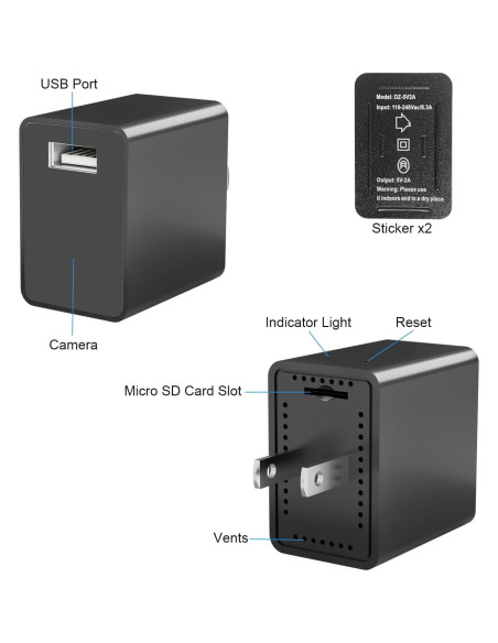 Cámara de Carga USB DuboCam S103 WiFi 1080P Ángulo 140 Cámara de Carga USB DuboCam S103 WiFi 1080P Ángulo 140