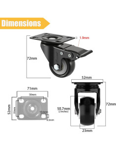 Ruedas Caster Julang 5.08cm con Freno y Bloqueo para Muebles 2