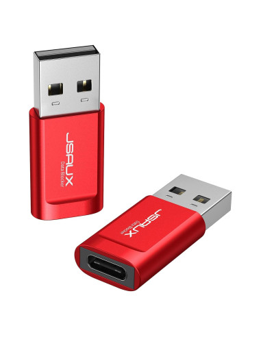 Bloqueador de Datos USB-C JSAUX 2-Pack Rojo Carga Segura