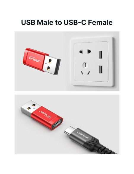 Bloqueador de Datos USB-C JSAUX 2-Pack Rojo Carga Segura Bloqueador de Datos USB-C JSAUX 2-Pack Rojo Carga Segura
