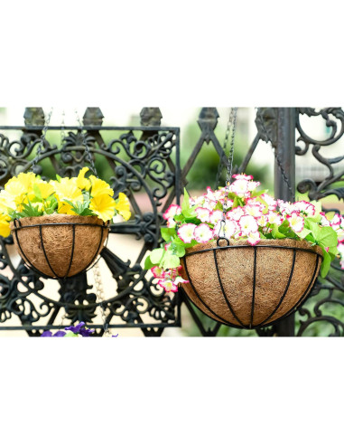 Cesta Colgante de Maceta Kingbuy 10" con Forro de Coco - 2 Pzas