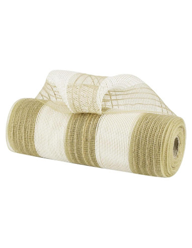 Cinta de Malla MEEDEE 25,4 cm Yute y Blanco para Decoración