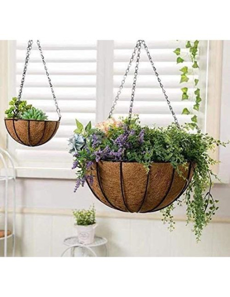 Cesta Colgante de Maceta Kingbuy 10" con Forro de Coco - 2 Pzas Cesta Colgante de Maceta Kingbuy 10" con Forro de Coco - 2 Pzas