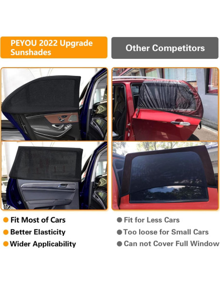 Cortinas de Ventana para Auto PEYOU 2 Piezas UV Transpirables Cortinas de Ventana para Auto PEYOU 2 Piezas UV Transpirables