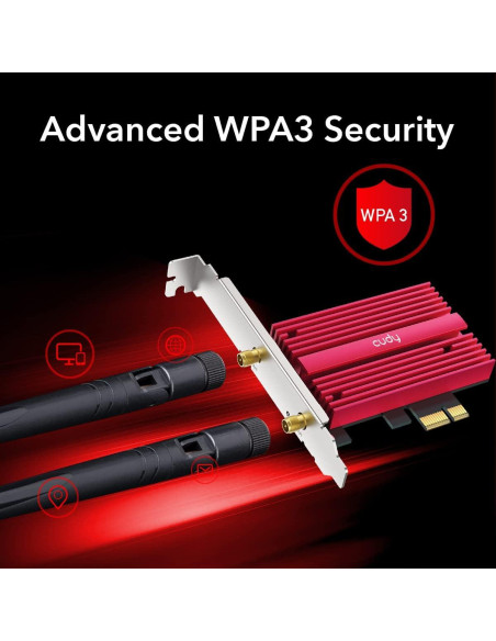 Cudy AX5400 Tarjeta PCIe WiFi 6E Bluetooth 5.2 para PC Cudy AX5400 Tarjeta PCIe WiFi 6E Bluetooth 5.2 para PC