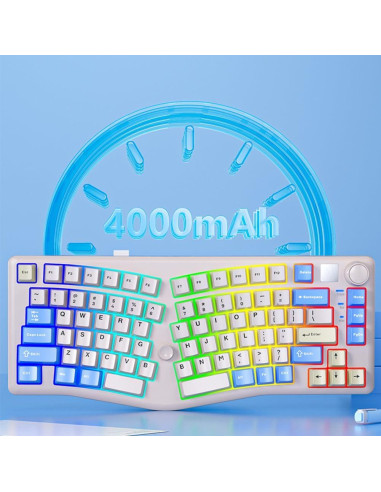 Teclado Mecánico A75 Alice Ergonomico RGB 4000mAh Blanco Lunar