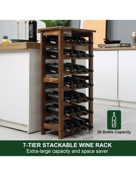 Estante de Vino Everous 7 Niveles para 28 Botellas Estante de Vino Everous 7 Niveles para 28 Botellas