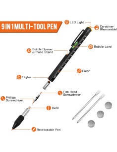Bolígrafo Multiherramienta 9 en 1 SAPGIF Negro 2
