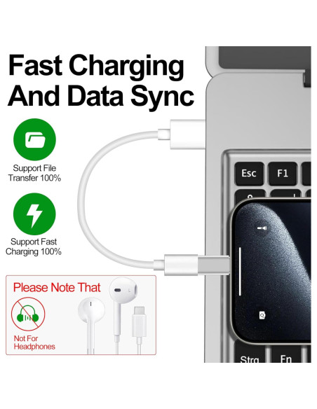 Adaptador xiwxi Lightning a USB C 2 Pack Carga Rápida Adaptador xiwxi Lightning a USB C 2 Pack Carga Rápida