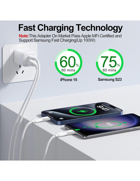 Adaptador xiwxi Lightning a USB C 2 Pack Carga Rápida Adaptador xiwxi Lightning a USB C 2 Pack Carga Rápida