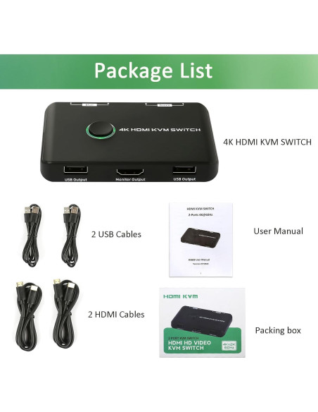 Conmutador KVM HDMI 4K 60Hz Suceem para 2 PCs y 1 Monitor Conmutador KVM HDMI 4K 60Hz Suceem para 2 PCs y 1 Monitor