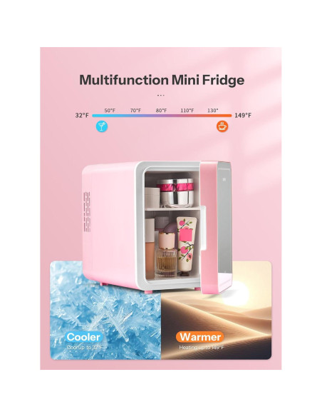 Nevera Mini Reemix 6L con Espejo LED Rosa para Cosméticos Nevera Mini Reemix 6L con Espejo LED Rosa para Cosméticos
