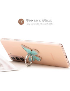 Soporte de Anillo Doflyesky Mariposa 360 Verde Plateado 2
