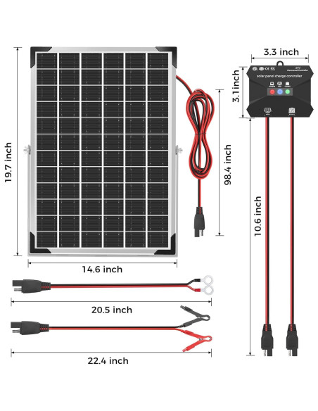 Kit Panel Solar 30W 24V Voltset Cargador Batería MPPT Kit Panel Solar 30W 24V Voltset Cargador Batería MPPT