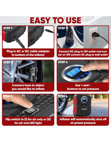 Inflador de Neumáticos FORTEM FRTM-ACDC 150 PSI Automático