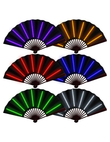 Abanico Plegable LED Roowest 6 Pcs 60 cm Colores Brillantes